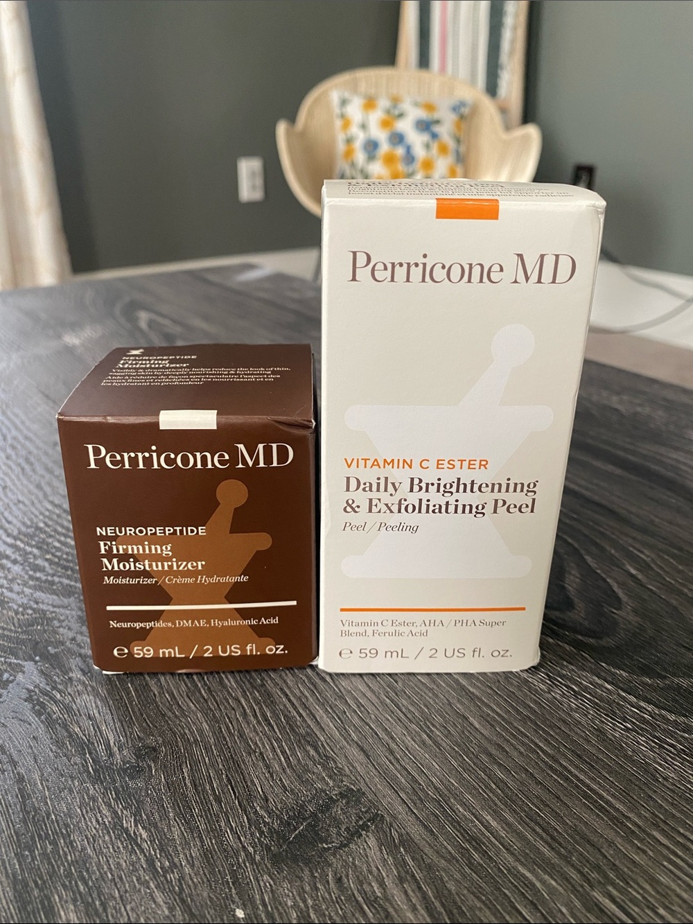 Perricone MD brown and white skincare boxes